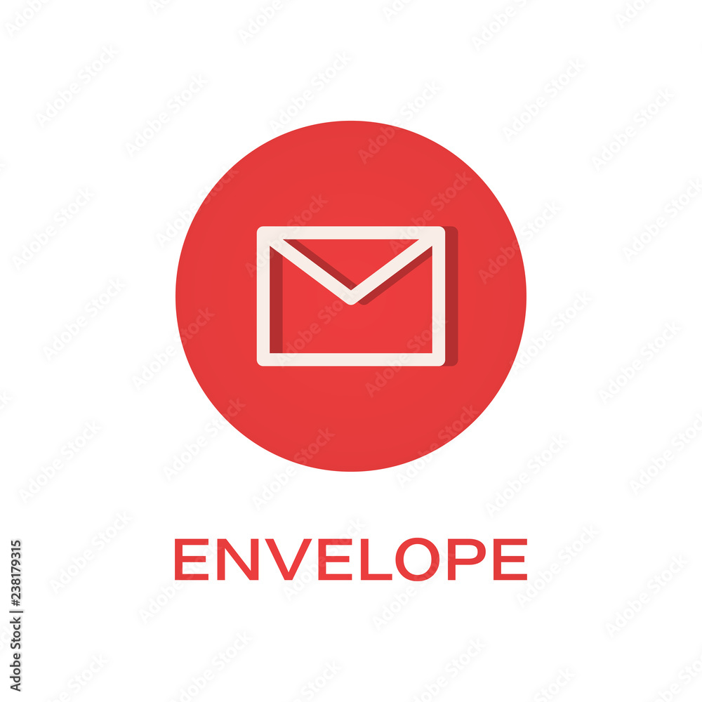 Envelope round flat icon, message symbol Envelope round flat icon, message symbol