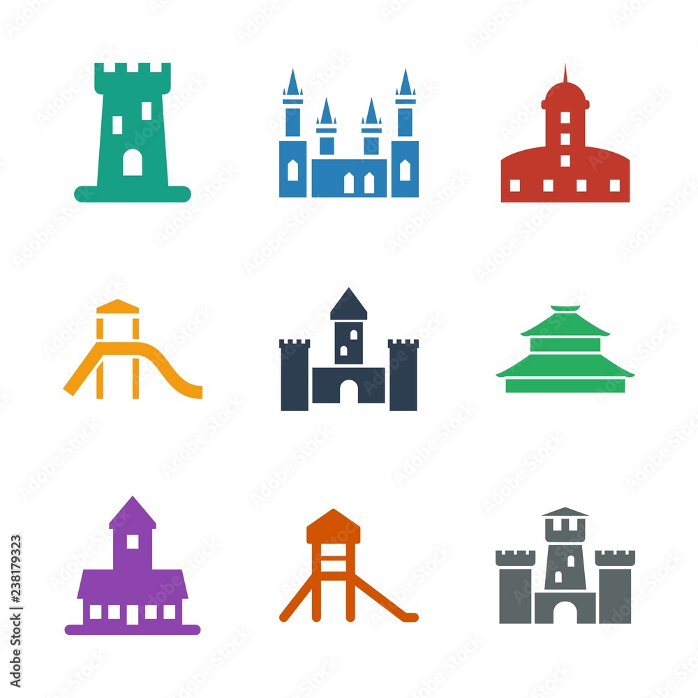 historical icons. Trendy 9 historical icons. Contain icons such as castle, temple. historical icon for web and mobile.