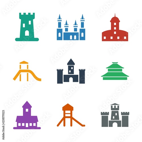 historical icons. Trendy 9 historical icons. Contain icons such as castle, temple. historical icon for web and mobile.