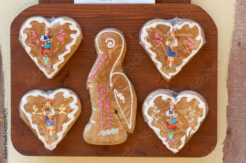 traditional christmas alsatian bake gingerbread in shop at Colmar. photo