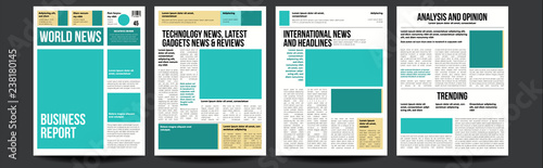 Newspaper Vector. Realistic Pages Template. News Page Layout. Columns And Photos. Illustration