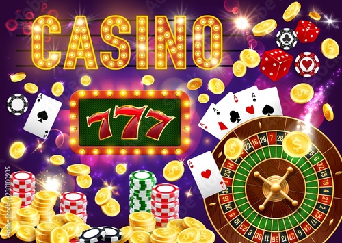 Gambling games and casino, roulette and poker