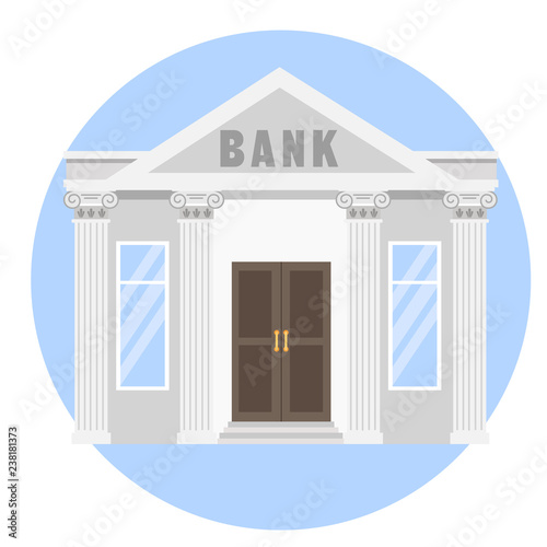 Bank building in the city. White financial
