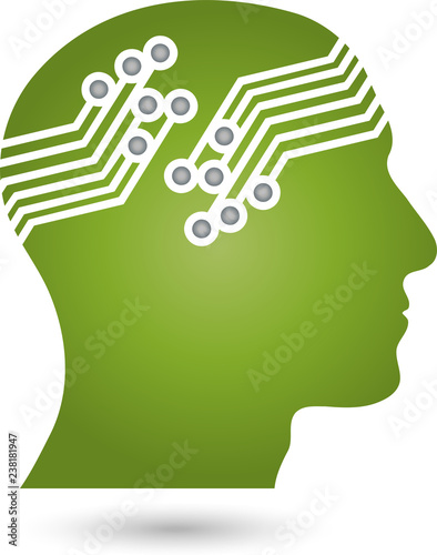 Kopf, Person, Roboter, Logo, Icon
