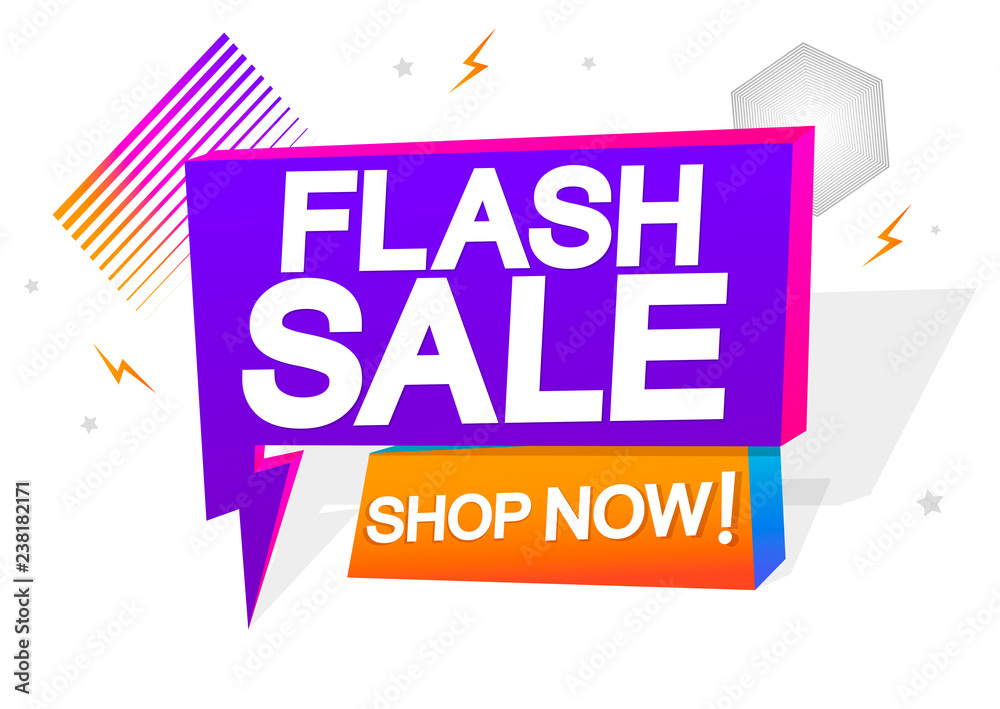 Flash Sale, speech bubble banner design template, shop now, vector illustration Flash Sale, speech bubble banner design template, shop now, vector illustration