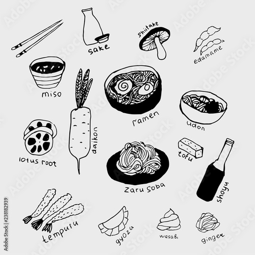 japanese food. Line art set
