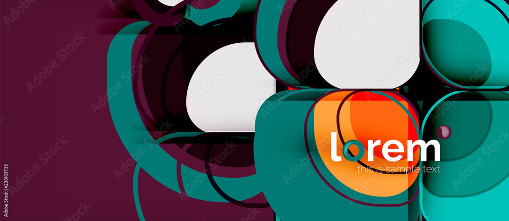 Abstract background - geometric multicolored round shapes composition. Trendy abstract layout template for business or technology presentation