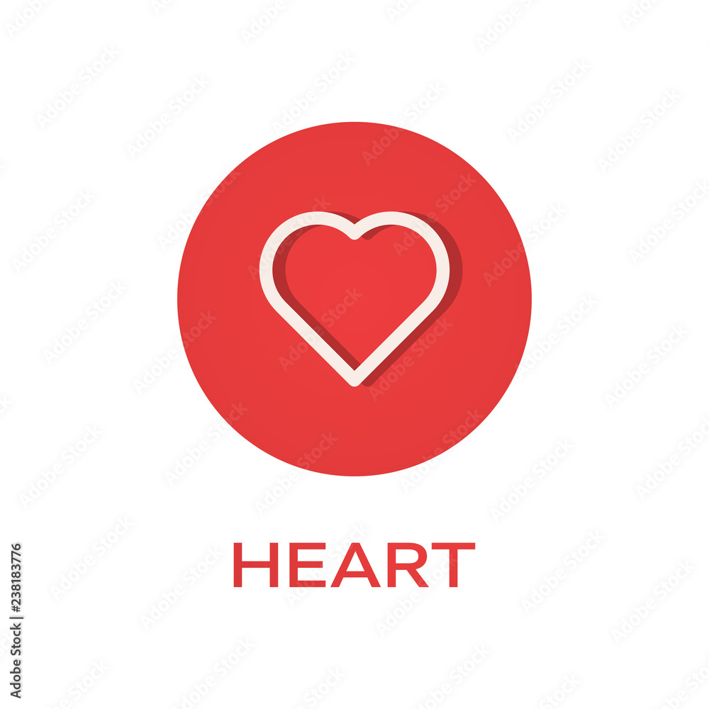 Heart round flat icon, love symbol