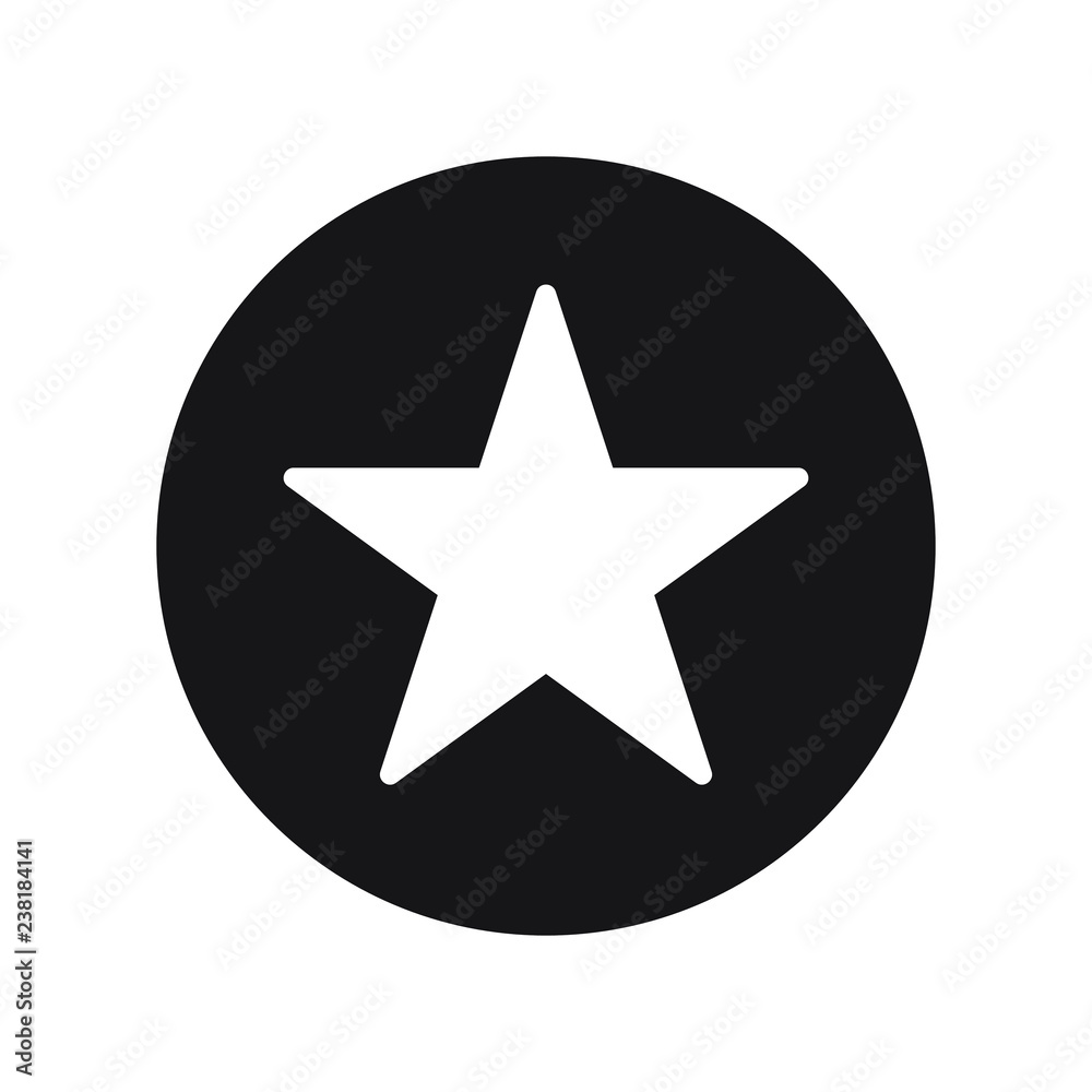 Star in circle icon. Flat vector illustration in black on white background. Star in circle icon. Flat vector illustration in black on white background.
