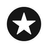 Star in circle icon. Flat vector illustration in black on white background. 