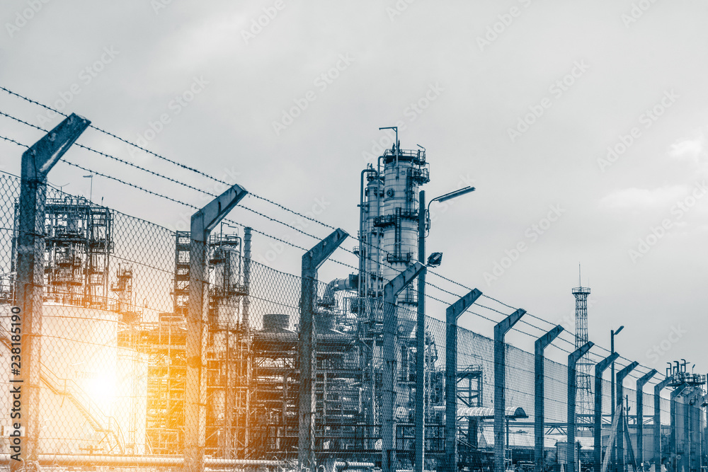 Industrial zone. Plant oil and gas refinery industry.