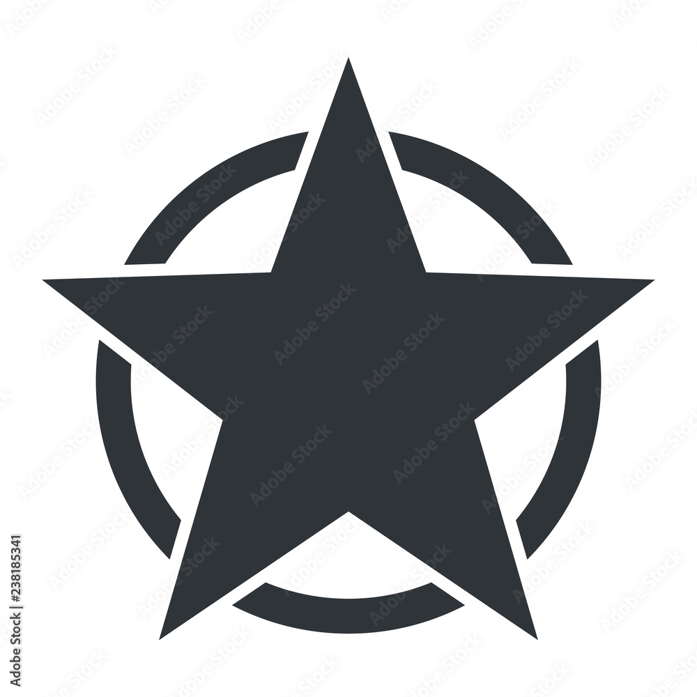 Fototapeta premium American star icon. Star in circle icon. Flat vector illustration in black on white background. Black template