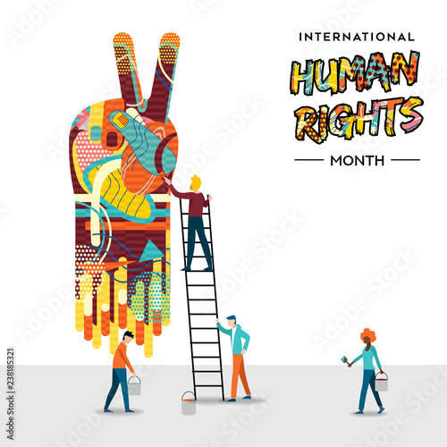 International Human Rights card of people teamwork