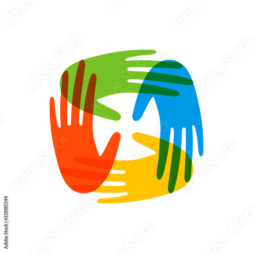 Colorful people hands concept for social help