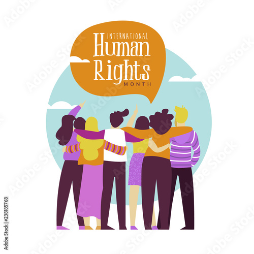 Human Rights card of diverse people friend group