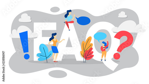FAQ or question and answer concept. Customer help