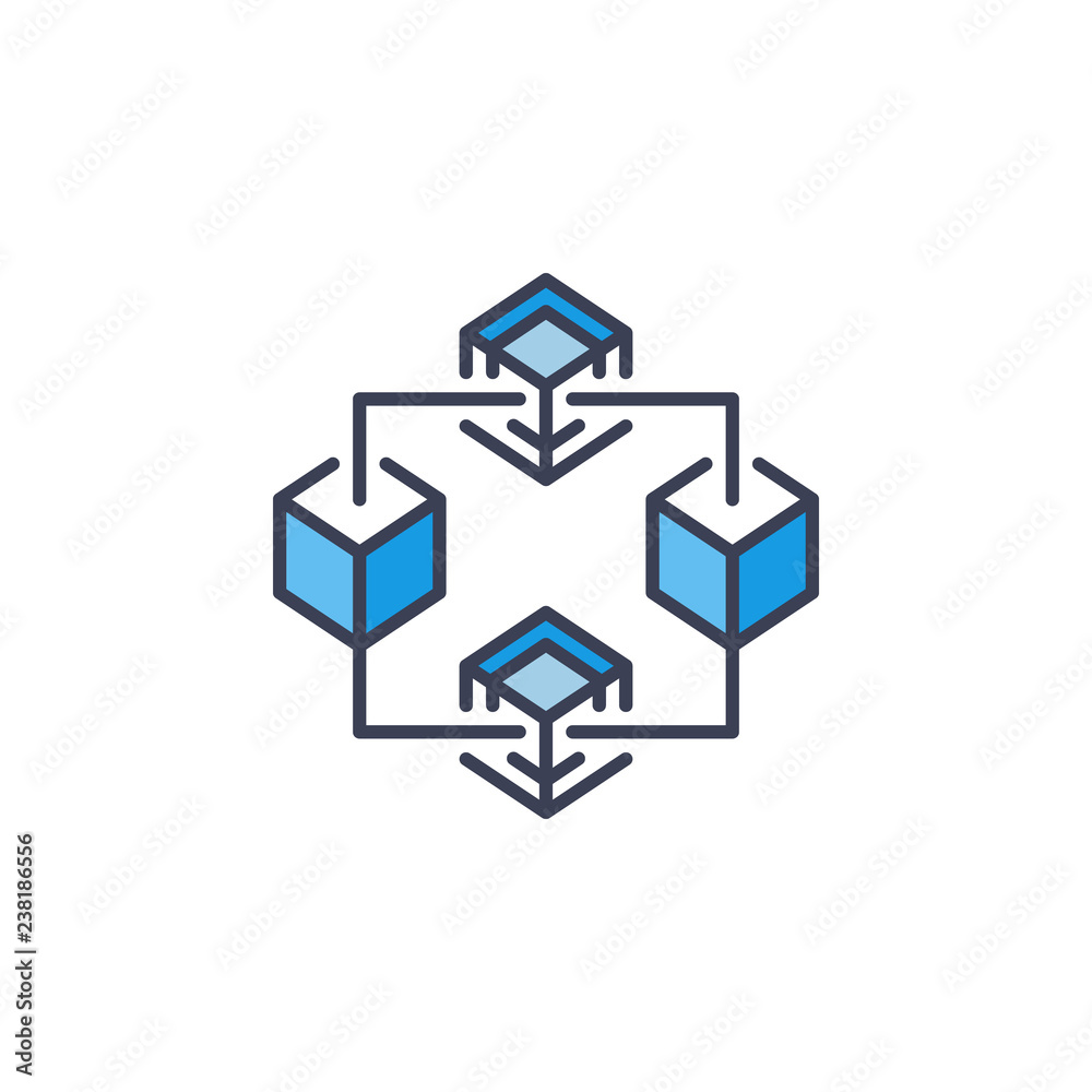 Blockchain icon. Vector Block Chain Cryptocurrency concept modern symbol or logo element on white background