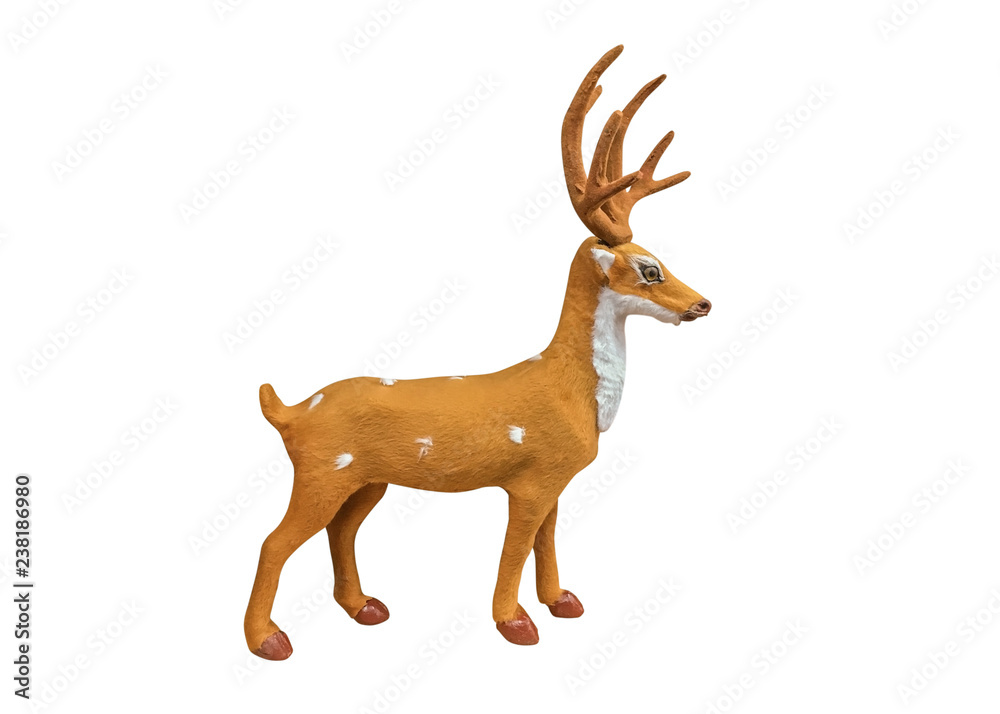 Fototapeta premium Christmas deer toy isolated on white background