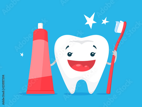 Teeth whitening concept. Tooth become white in dental clinic