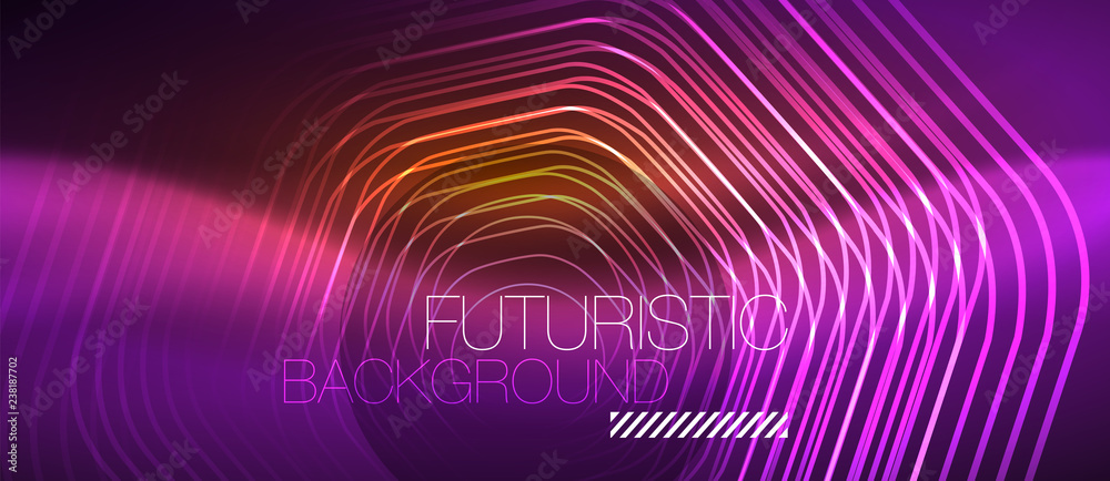 Neon glowing wave, magic energy and light motion background. Vector wallpaper template Neon glowing wave, magic energy and light motion background. Vector wallpaper template