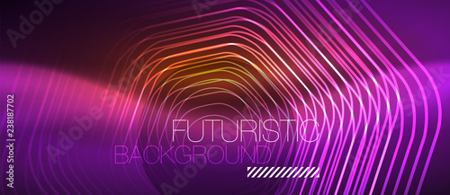 Neon glowing wave  magic energy and light motion background. Vector wallpaper template