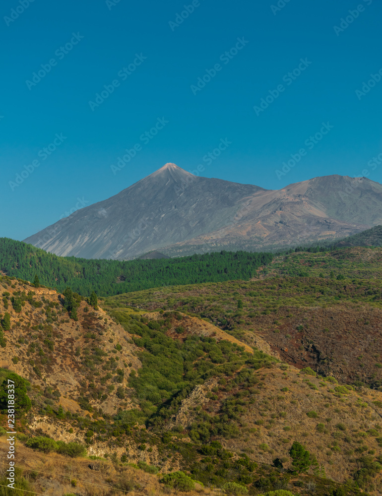 Teide volcano landscape with blue sky, Tenerife, Canary islands, Spain