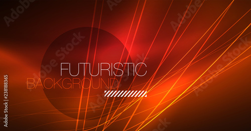 Neon glowing magic background, neon banner, night sky wallpaper. Magic light effect. Christmas abstract pattern.