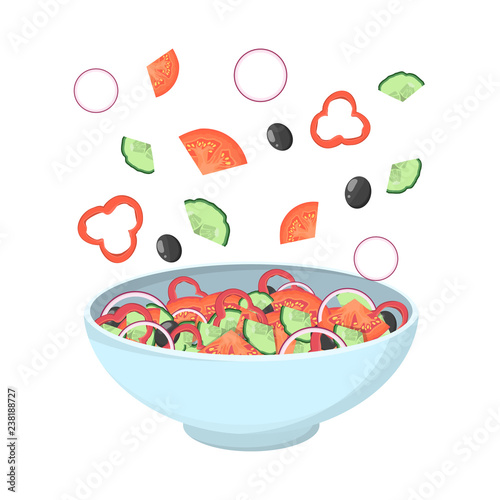 Greek salad in a bowl. Organic healthy food