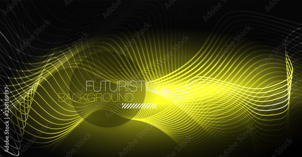 Neon lines wave background. Abstract composition Neon lines wave background. Abstract composition