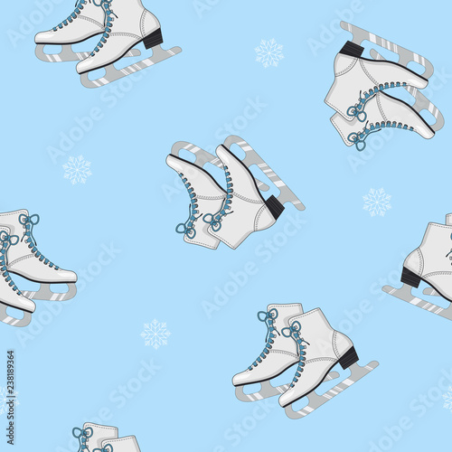 Seamless-pattern-ice-skates-snowflakes