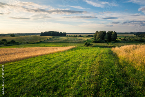 Fototapeta Naklejka Na Ścianę i Meble -  Landscape with masurian meadows near Banie Mazurskie, Masuria, Poland