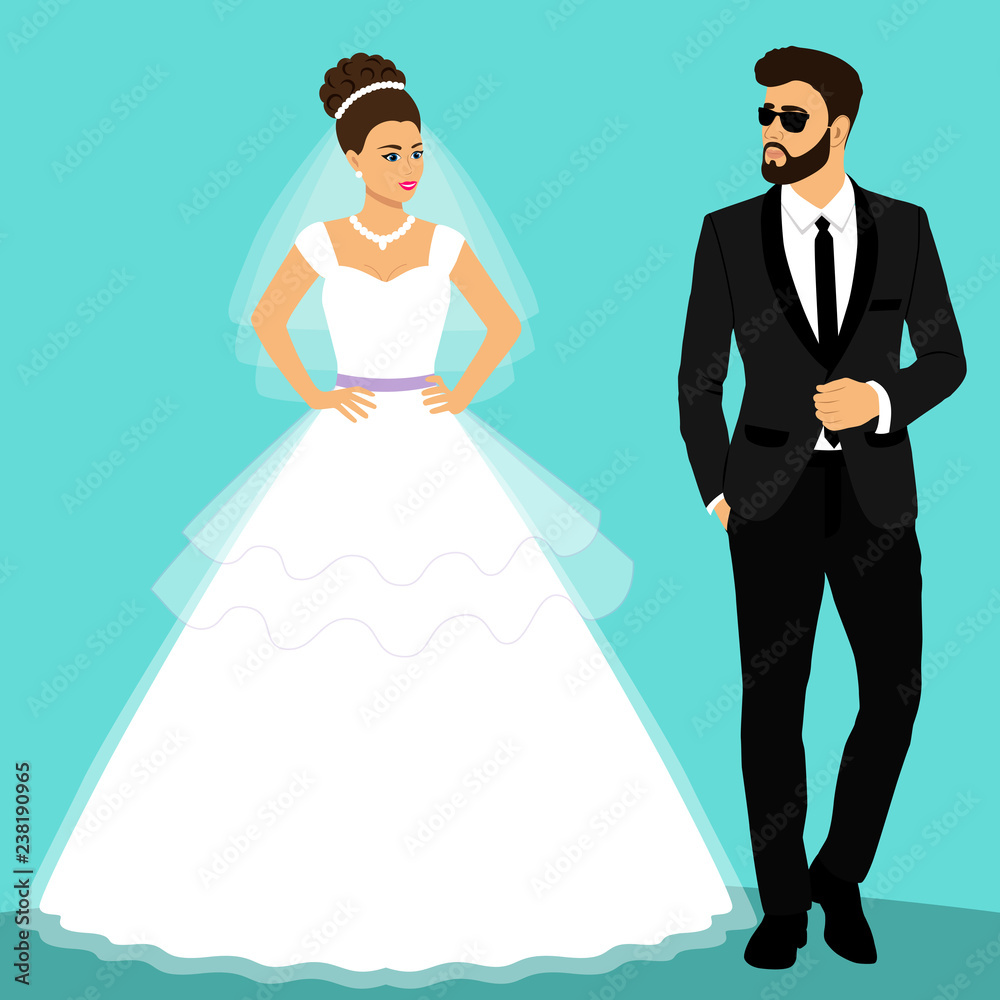 Bride and groom. Couple. Wedding card with the newlyweds. Bride and groom. Couple. Wedding card with the newlyweds.