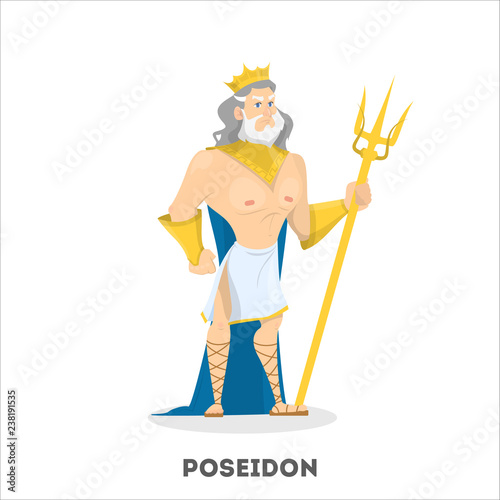 Poseidon ancient greek god character. Sea man