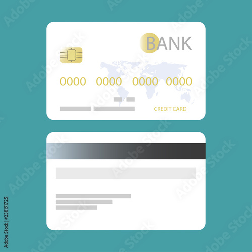 Bank card icon, credit card. Vector illustration.