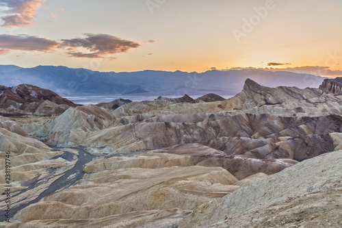Zabriskie Point at Sunset in Death Valley in California