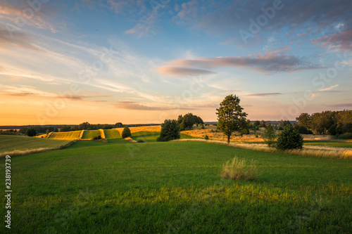 Fototapeta Naklejka Na Ścianę i Meble -  Landscape with masurian meadows near Banie Mazurskie, Masuria, Poland