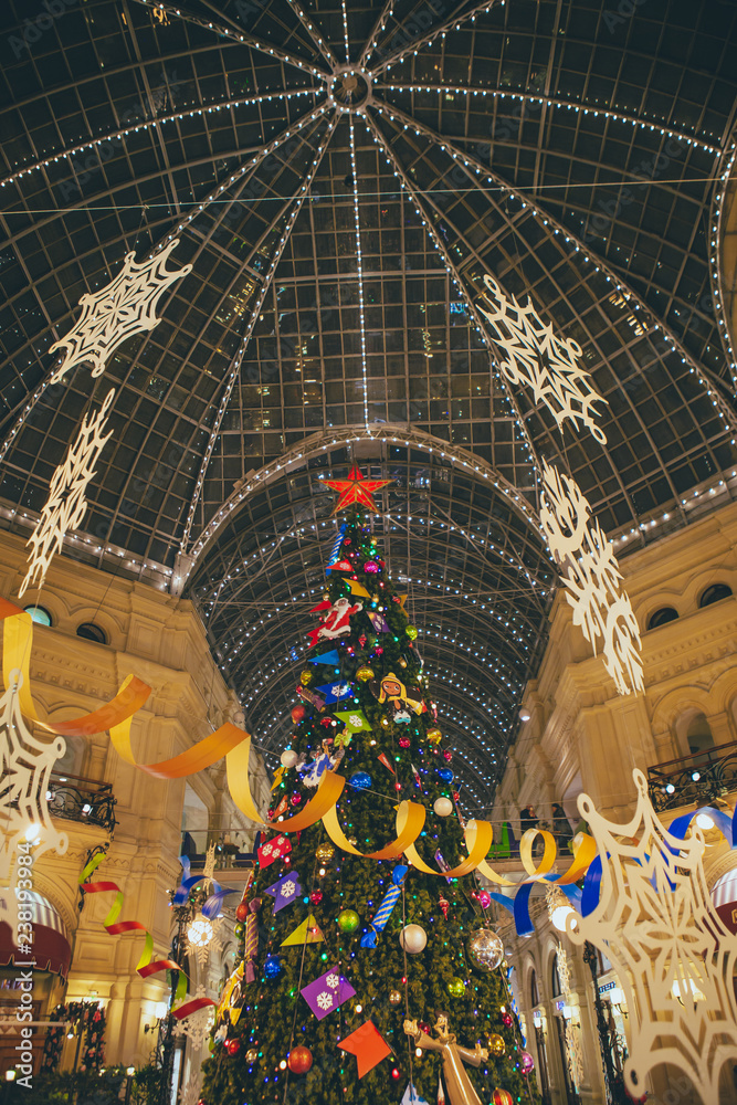 Fototapeta premium christmas tree with decorations
