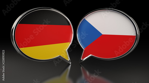 Free Download Germany and Czech Republic flags with Speech Bubbles. 3D illustration - GFXLoad