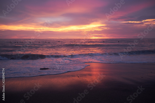 Incredible sunset on the beach in Bali island, Indonesia