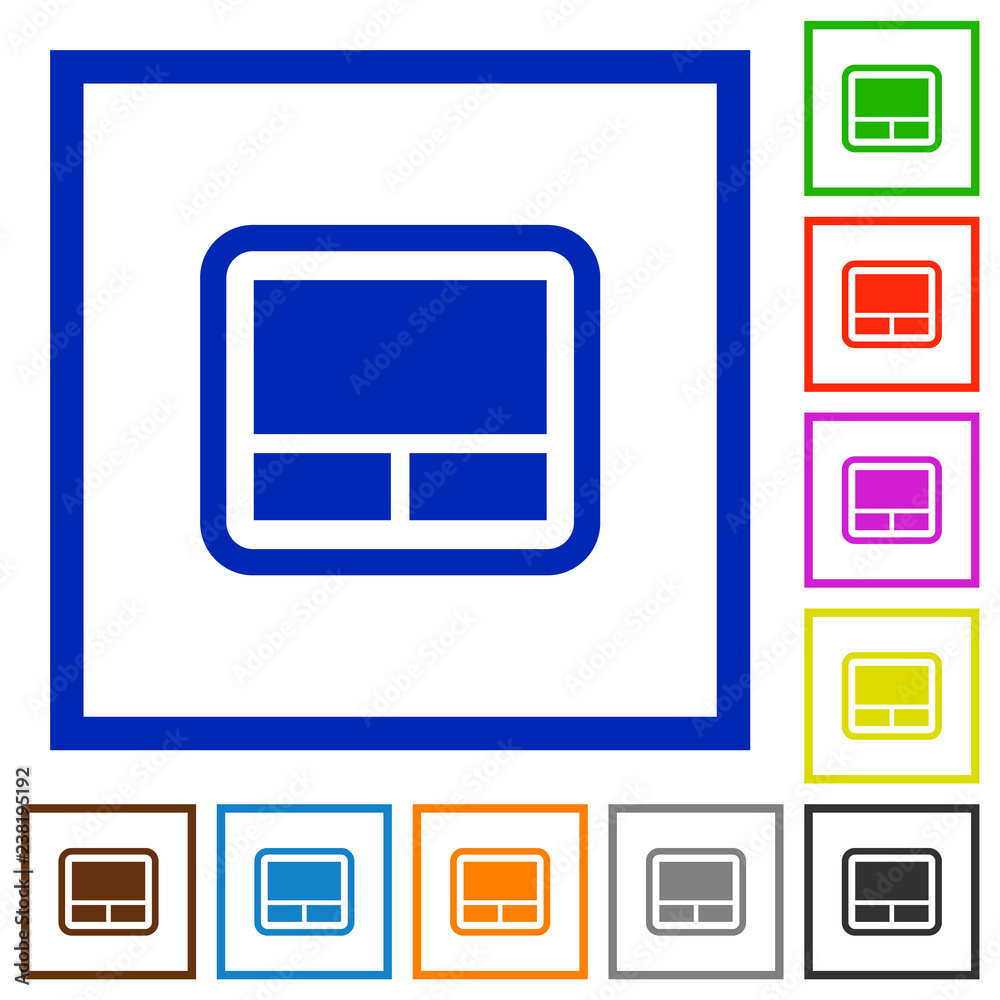 Laptop touchpad flat framed icons Laptop touchpad flat framed icons