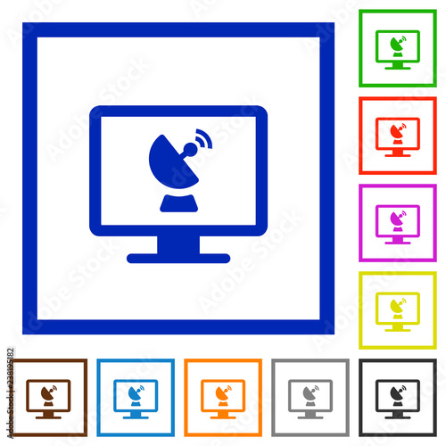 Remote desktop flat framed icons