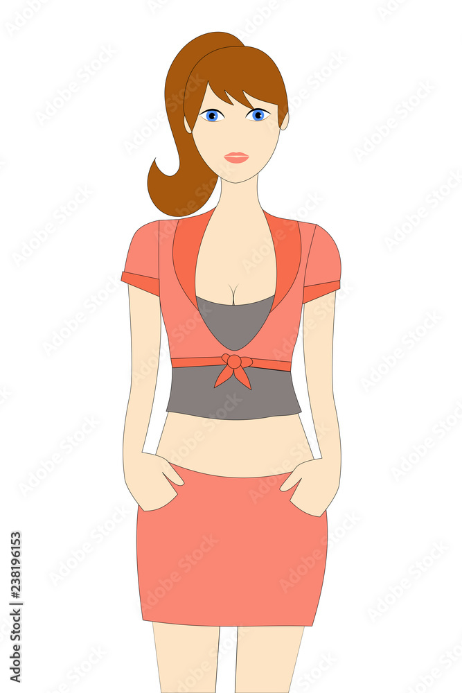 pretty young girl wearing in pink clothes, on white background pretty young girl wearing in pink clothes, on white background