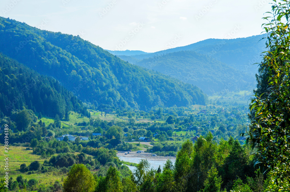 Fototapeta premium Bright green mountains in the summer