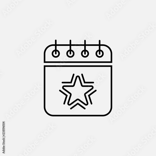 Calendar and star icon. Election event outline concept symbol design. Stock - Vector illustration can be used for web.