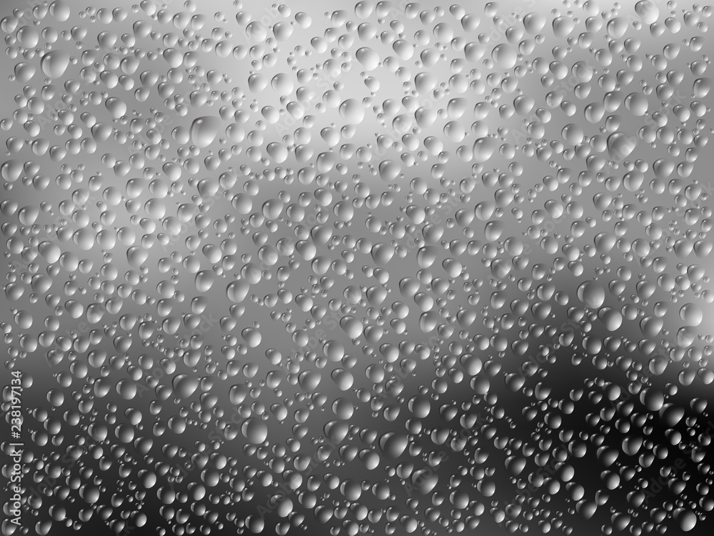 Obraz premium Vector realistic illustration of raindrops on window glass texture