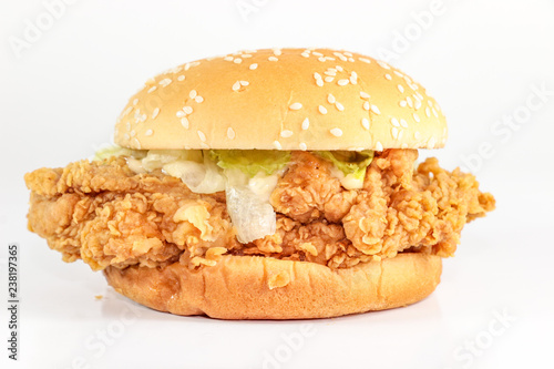 Hamberger Fried chicken Close up