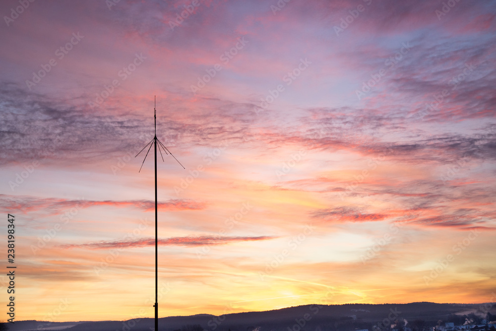 Telecommunication mast television antennas before sunset Telecommunication mast television antennas before sunset