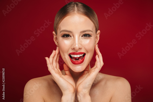 Beauty portrait of a pretty young topless woman