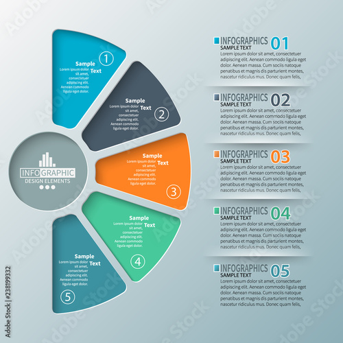 Abstract 3D Paper Infographics. Business template .Vector illustration