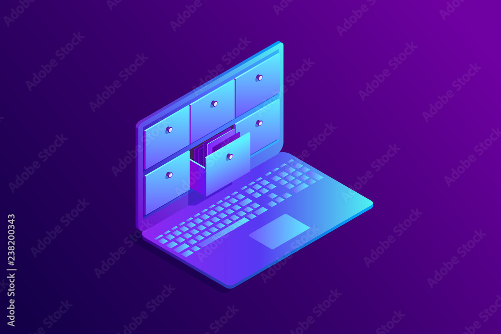 Isometric concept of database. Isometric concept of database.